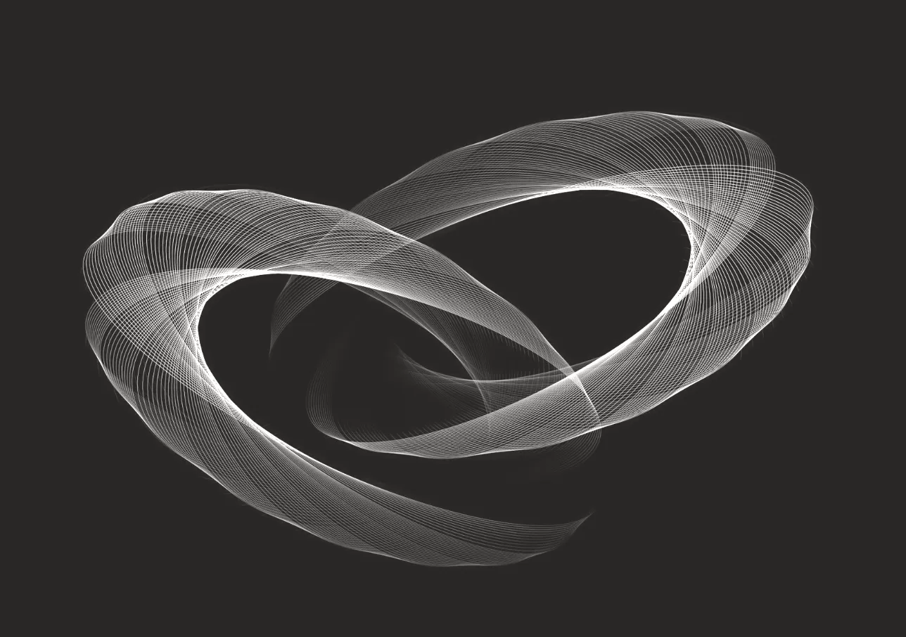 3D ribbon and loop graphic symbolizing the combination design